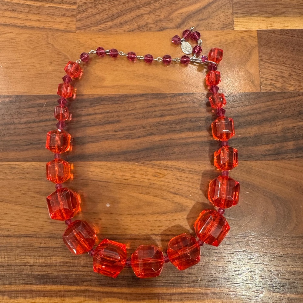 Tarina Tarantino Vibrant Red Cube Necklace